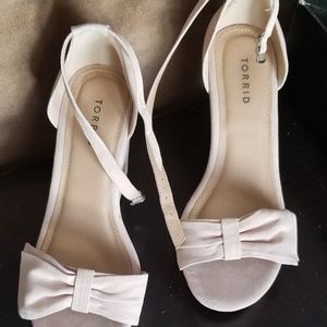 Torrid Blush faux suede wedges